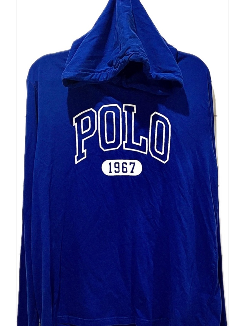 Polo by Ralph Lauren Royal Blue Hooded Sweatshirt XL with White Logo